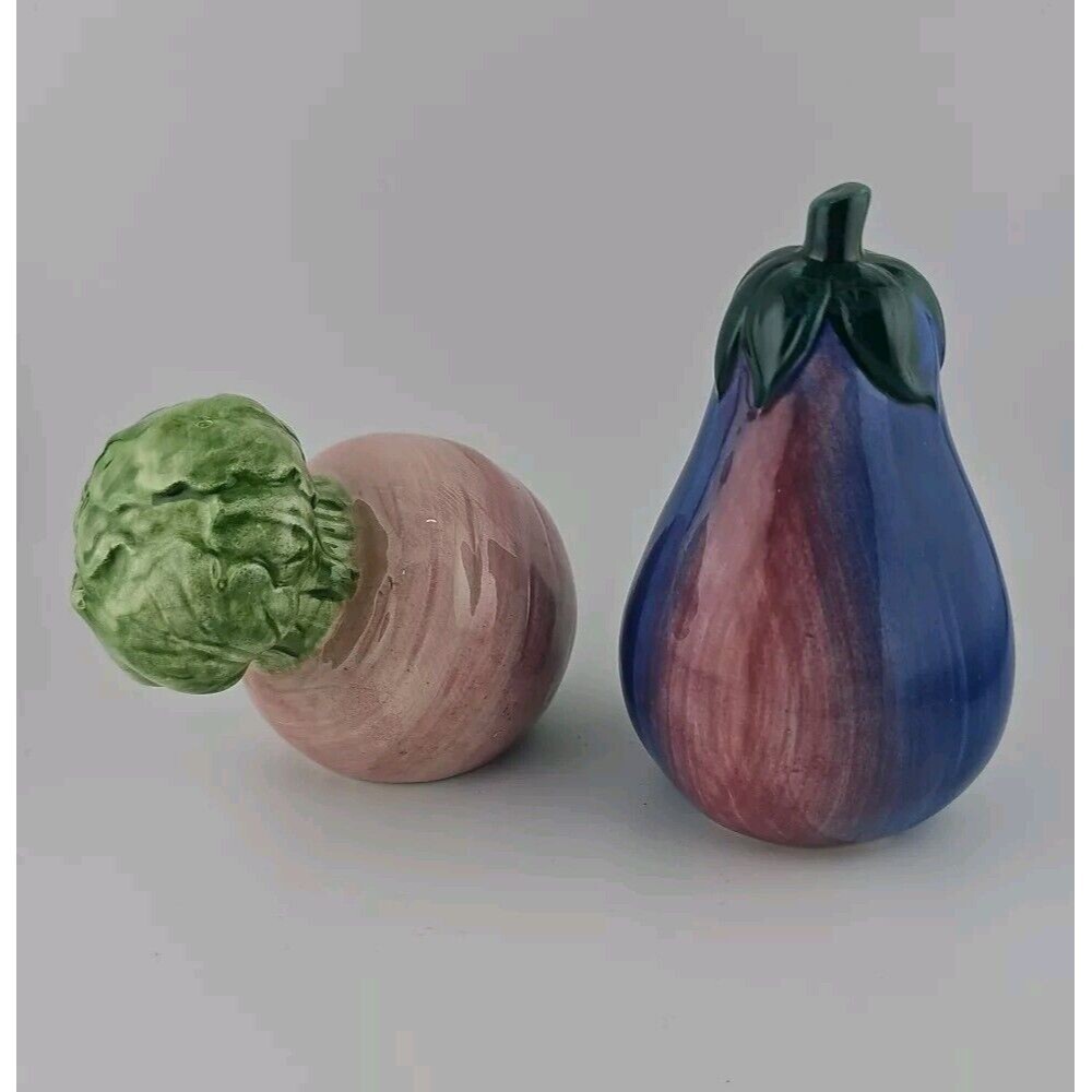 VTG Fitz & Floyd Salt And Pepper Shakers Vegetable Eggplant Turnip
